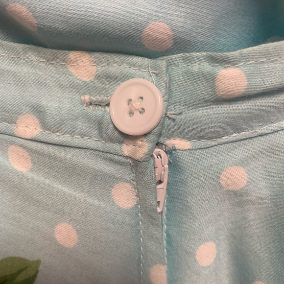 Skirt and Top Retro Set Blue Polka Dots with Pink Roses - Picture 6 of 13